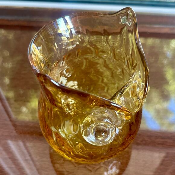 Vintage Amber Glass Owl Figurine Vase or Candle Holder – 4.5” Tall - Picture 3 of 9